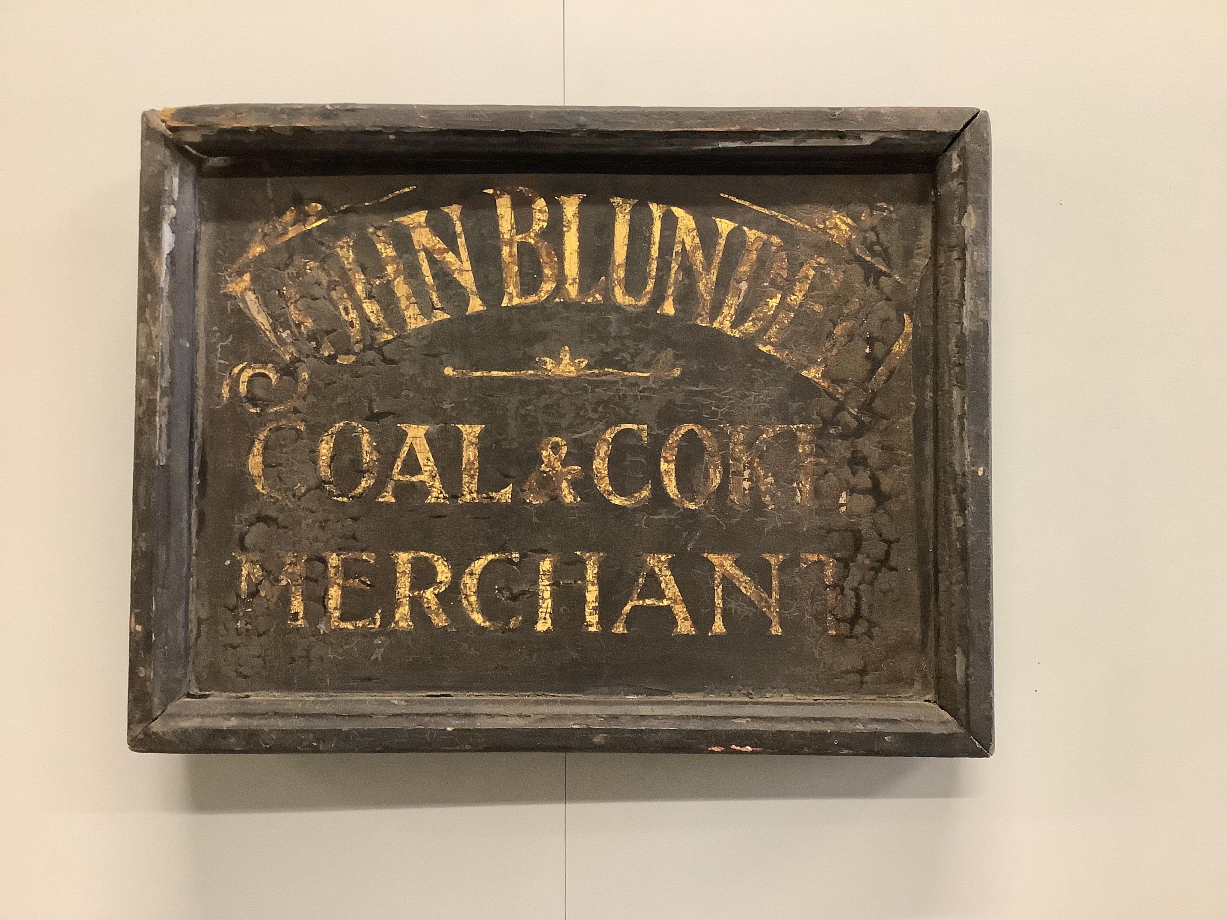 A Victorian style rectangular painted 'Notice' sign together with one other 'John Blundell Coal & Coke Merchant', larger 46 x 34cm. Condition - poor